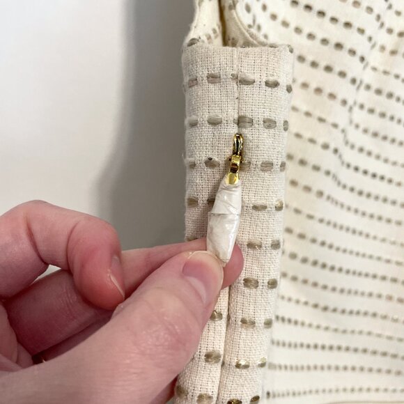 JUICY COUTURE Dash Dress Cream Ivory w/ Beige Nude Gold Embroidered Sheath Dress - Picture 8 of 16